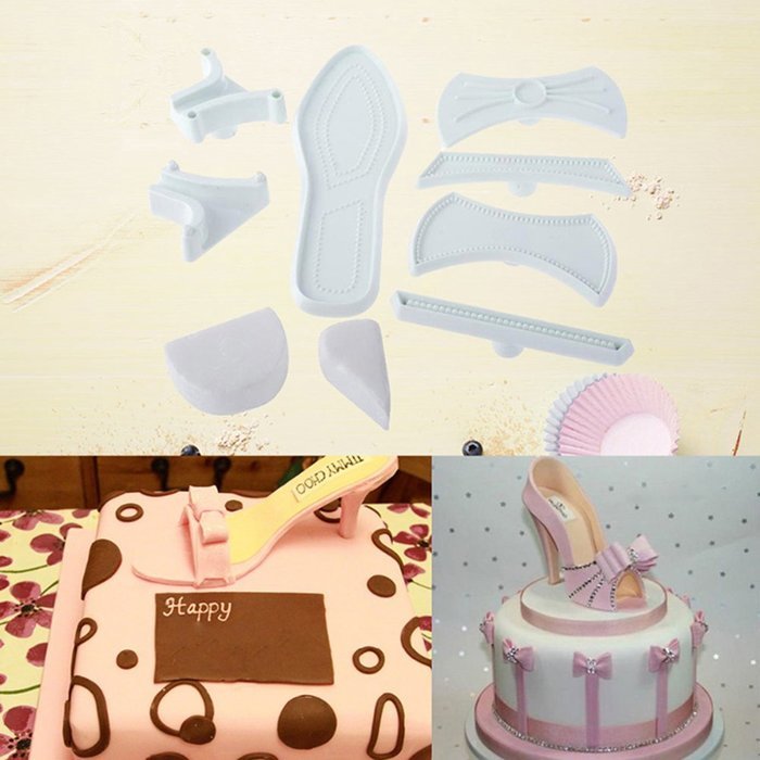 C-Pioneer Set of 9 Lady High-Heeled Shoe Plastic Sandal Fondant Cake Baking Mould Mold