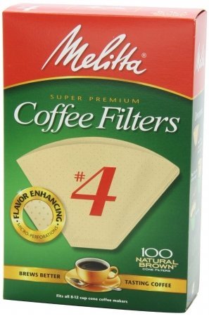 Melitta USA 624602 No. 4 Cone Natural Brown Paper Coffee Filter