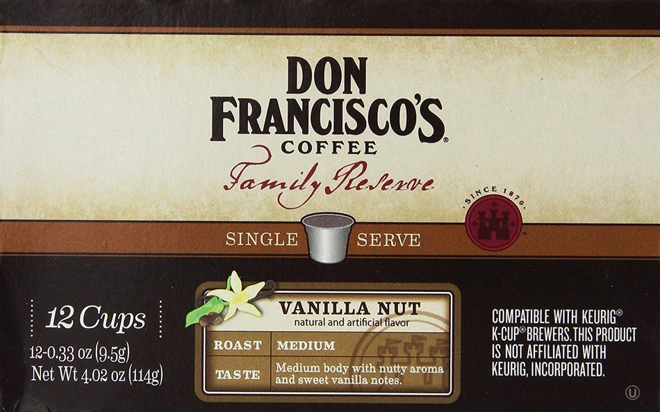 Don Francisco's, Family Reserve, Vanilla Nut, Single Serve Coffee, 12 Count, 4.02oz Box (Pack of 3) N2
