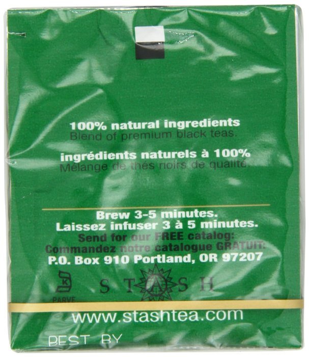 Stash Tea Double Bergamot Earl Grey Black Tea, 10 Count Tea Bags in Foil (Pack of 12) N34
