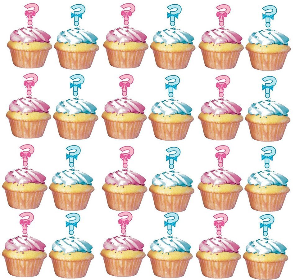 Gender Reveal ? Cupcake Toppers -24 Pack