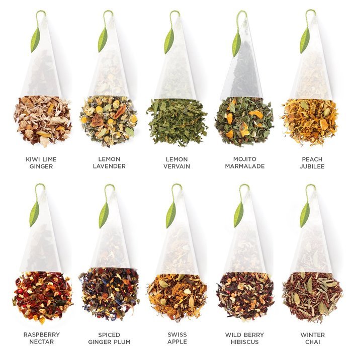 Tea Fort&eacute; Tea Chest Herbal Tea Tasting Assortment with 40 Handcrafted Pyramid Tea Infusers - Chamomile, Chai,... N8