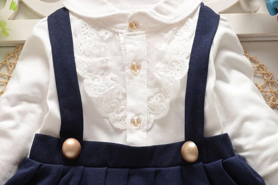 Fake Two Piece Long-Sleeved Strap Dress ,BeautyVan Baby Girl Outfit Lace Dress Layered Fake Two Piece Long-Sleeved...
