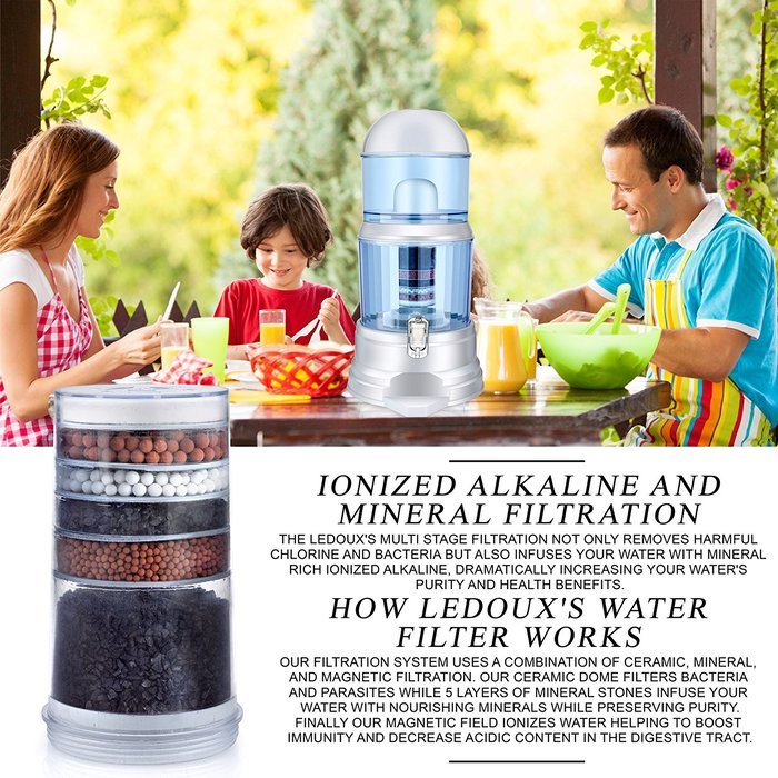 LeDoux Water Filter Dispenser -64 Cup Large 4 Gallon Countertop Pitcher Filter System Transform Tap Water to Premium... N4