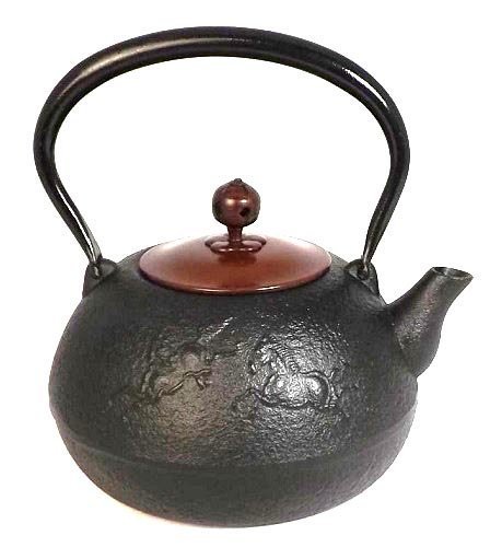Naubu Iron Kettle Heisei Horse Skin Copper Lid Black 1.0L（japan import）