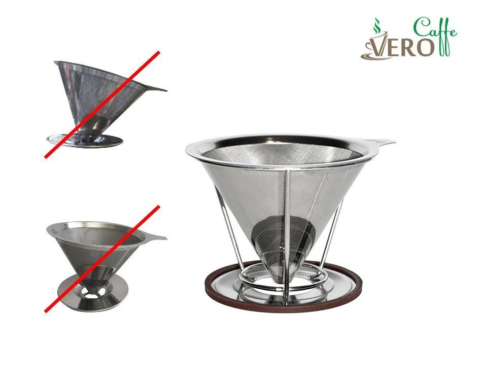 Pour Over Coffee Dripper / Maker - Stainless Steel with Clever Cone Design - Reusable / Washable Paperless Filter...