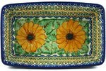 Polish Pottery Rectangular Baker 8-inch August Sunflowers UNIKAT N3