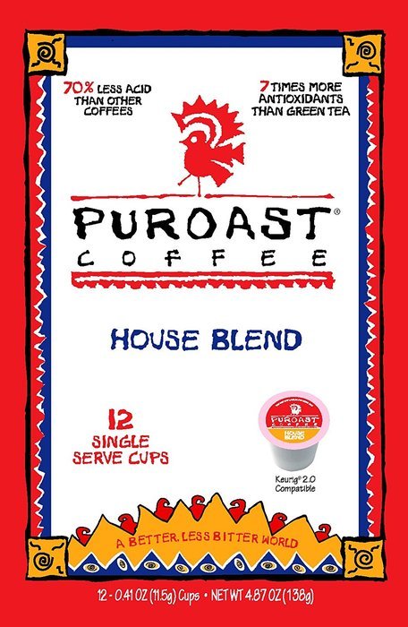 Puroast Low Acid Coffee House Blend Single Serve, 2.0 Keurig Compatible, 4.88 Ounce N2