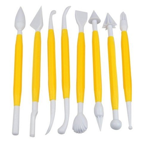 SODIAL- 8Pcs Cake Fondant&Gumpaste Decorating Modeling Tools Set, 16 Designs