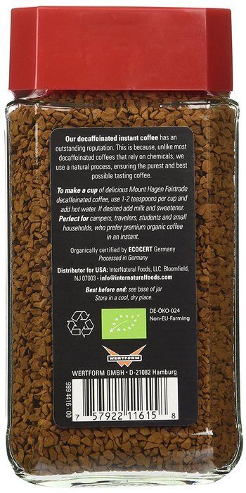 Mount Hagen: Organic Caf&eacute; Decaffeinated Freeze Dried Instant Coffee (1 X 3.53 Oz) N2