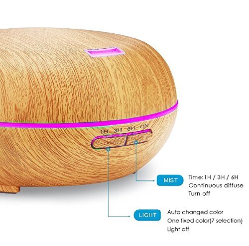 200ml Aromatherapy Essential Oil Diffuser with Color LED Lights - Wood Grain N4