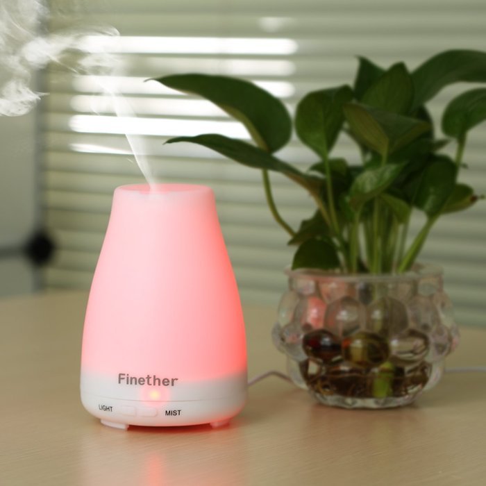 Finether 100ML Aroma Essential Oil Diffuser Ultrasonic Aromatherapy Purifier Humidifier Air Mist and 7 Color Changing... N15
