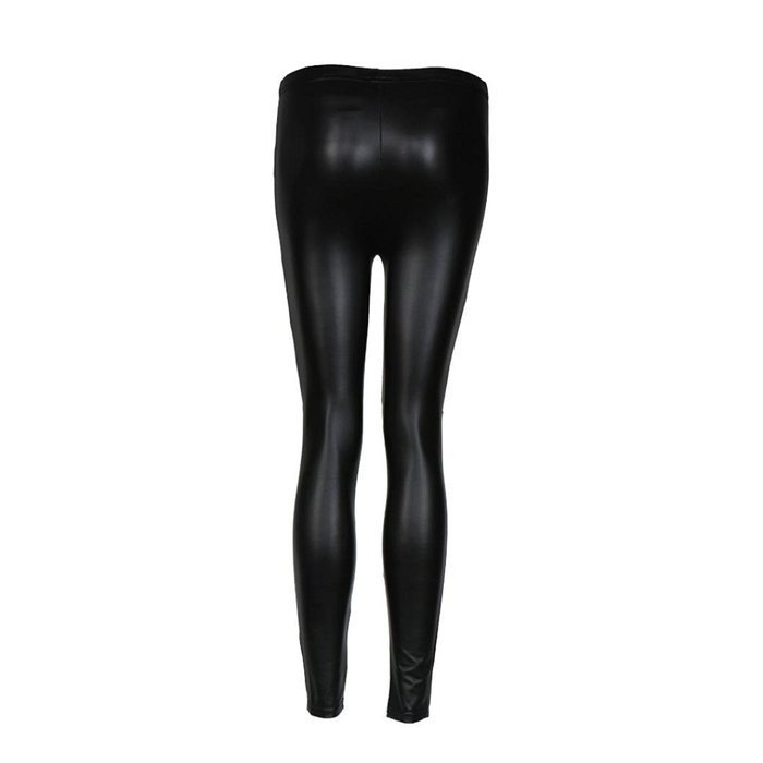 PHOTNO Black Women Stretchy PU Leather Trousers Skinny High Waist Leggings Pencil Pants
