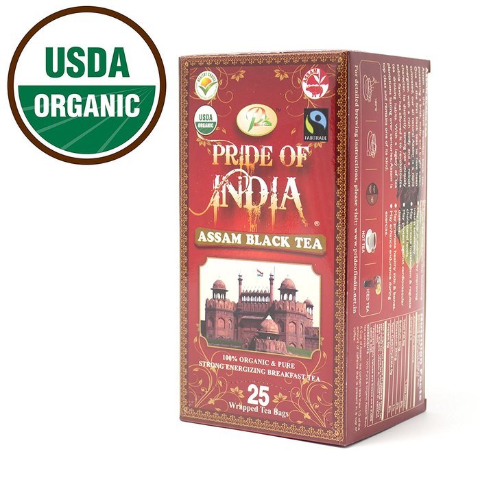 Pride Of India Organic Indian Assam Black Tea, 25 Tea Bags N10