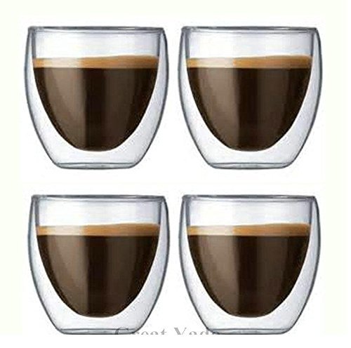 Bodum Pavina Double Wall 2.5 Ounce Small Tumbler Glass, Set of 4