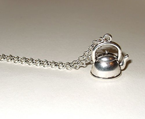 Kettle Necklace, Tea Time Charm, Tea Kettle Pendant, Silver Kettle Charm, Time for Tea, Tea Party Necklace, Kettle... N2