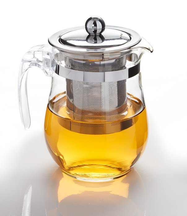 TeaLeava Clear Glass Tea Pot with Stainless Steel Infuser, 16 oz N7