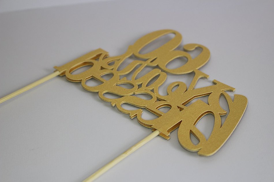 All About Details Gold 60-Years-Blessed Cake Topper