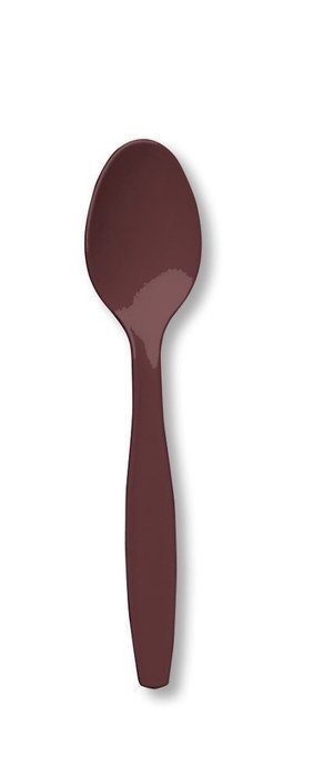 Creative Converting Touch of Color Premium 24 Count Plastic Spoons, Chocolate Brown