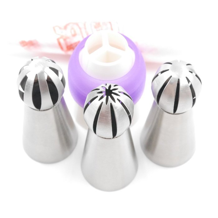 Pridebit 2016 New Russian Piping Tips Cake/Cupcake Decorating Icing Tips 3 Large Sphere Ball Tips 1 Tri-color...