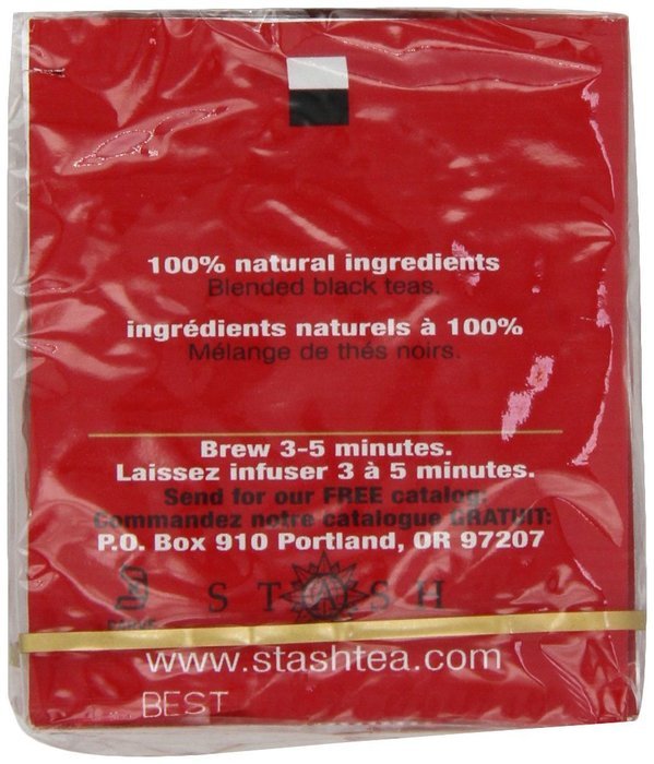 Stash Tea Double Bergamot Earl Grey Black Tea, 10 Count Tea Bags in Foil (Pack of 12) N37