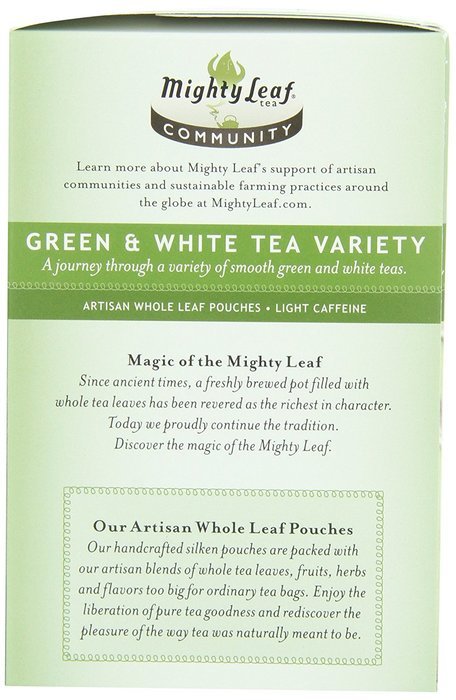 Mighty Leaf Tea Green & White Variety, 15-Count Whole Leaf Pouches (Pack of 3) N6