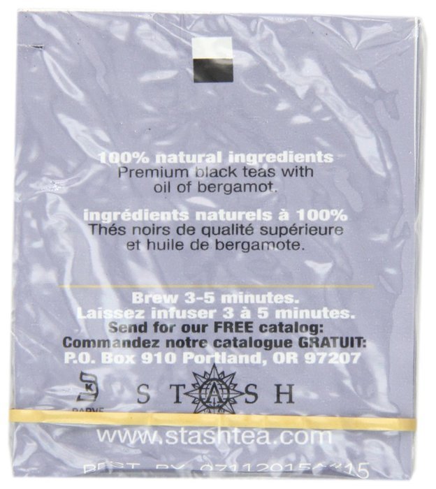 Stash Tea Double Bergamot Earl Grey Black Tea, 10 Count Tea Bags in Foil (Pack of 12) N39