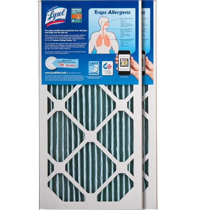 Lysol Triple Protection Furnace/AC Air Filter, 12" x 24" x 1", 2-Pack N22