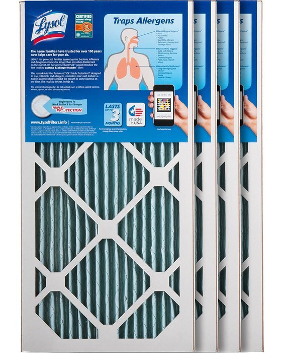 Lysol Triple Protection Furnace/AC Air Filter, 12" x 24" x 1", 2-Pack N23