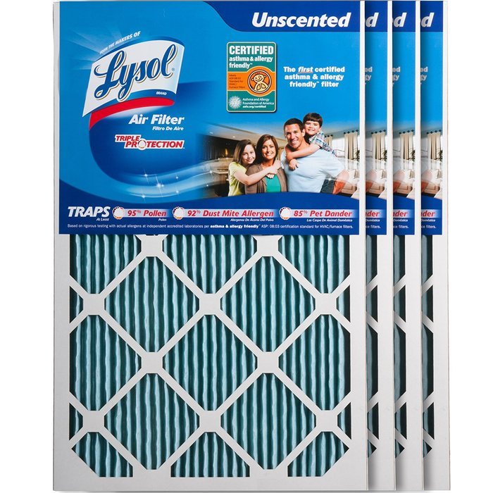 Lysol Triple Protection Furnace/AC Air Filter, 12" x 24" x 1", 2-Pack N27