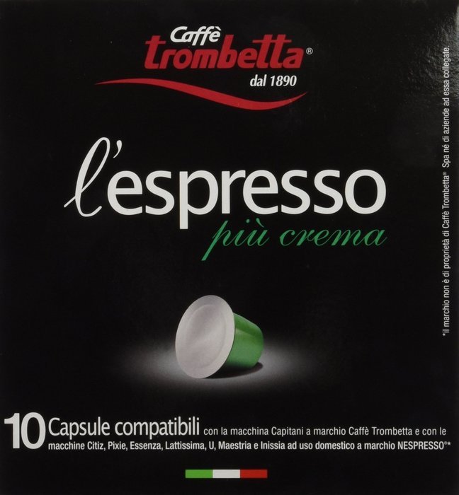 Trombetta L'espresso, Piu Crema, 10 Pods N3