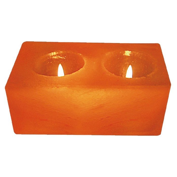 Himalayan Salt Double Candle Holder (2 holes; 5.5 x 2.5 x 2.1 inches) N6