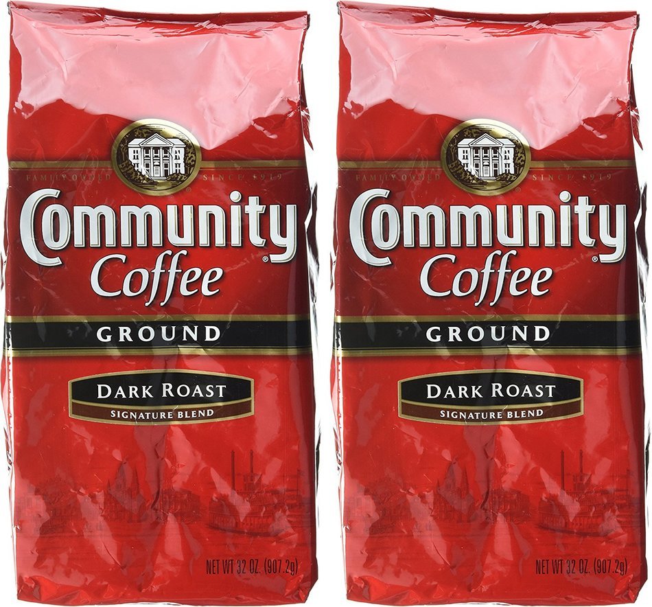 Community Coffee Ground Coffee, Dark Roast, 32-Ounce Bags (Pack of 2) N3