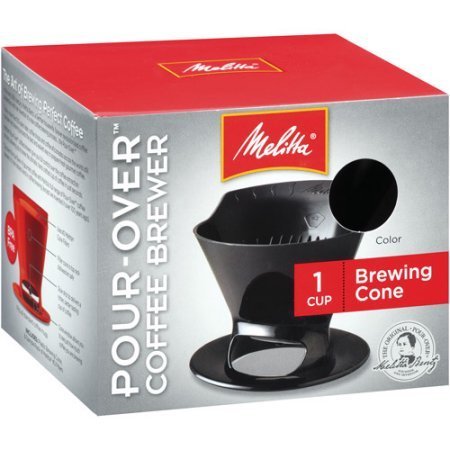 Melitta Pour-Over 1-Cup Coffee Brew Plastic Cone, Black