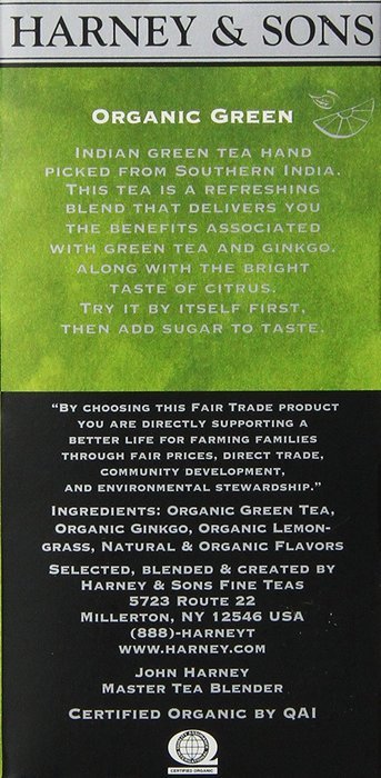 Harney and Sons Organic Green Tea Bags, Citrus and Ginkgo Tea Bags, 20 Count N5