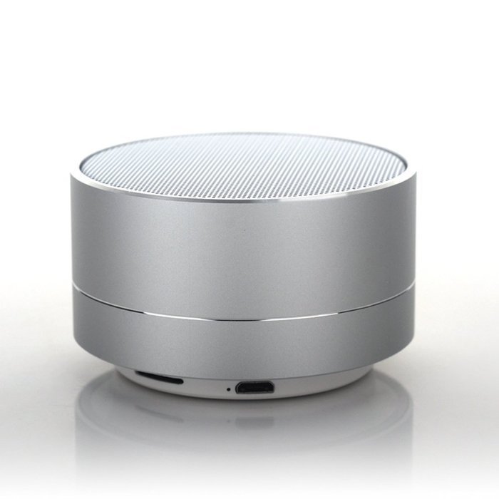 Generic Aluminum Wireless Bluetooth Speaker Calls Handsfree TF Card Music Bass Subwoofer Stereo Speaker Silver N2