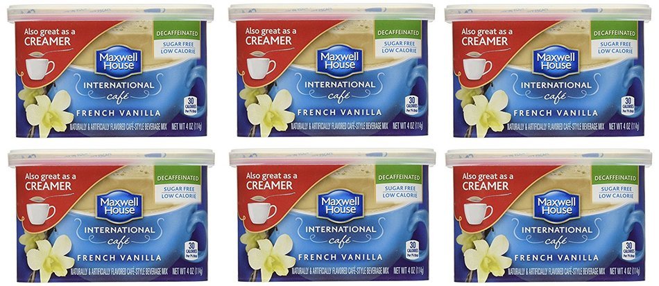 Maxwell House International Coffee Decaf Sugar Free French Vanilla Caf?, 4-Ounce Cans (Pack of 6) N4