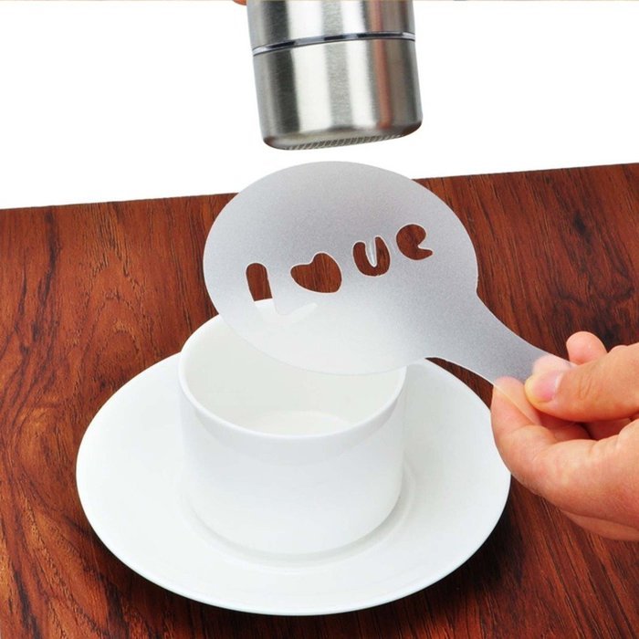 VANKER 16Pcs Latte Art Cappuccino Coffee Barista Stencils DIY Decoration Tool N2