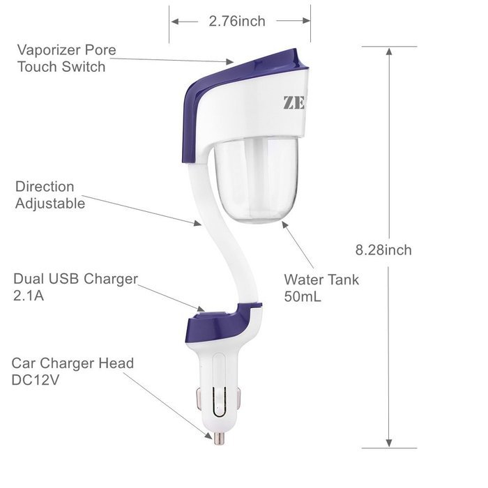 Car Humidifier Aromatherapy, ZELAF 2nd-Gen Z8 Mini Travel Portable Cool Mist Ultrasonic Humidifier & Aroma Diffuser... N3