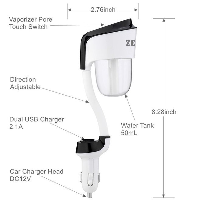 Car Humidifier Aromatherapy, ZELAF 2nd-Gen Z8 Mini Travel Portable Cool Mist Ultrasonic Humidifier & Aroma Diffuser... N4