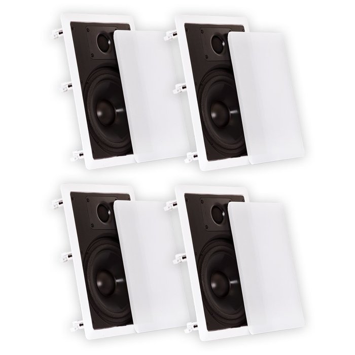 Theater Solutions CS8W In Wall 8" Speakers Surround Sound Home Theater 2 Pair Pack 2CS8W