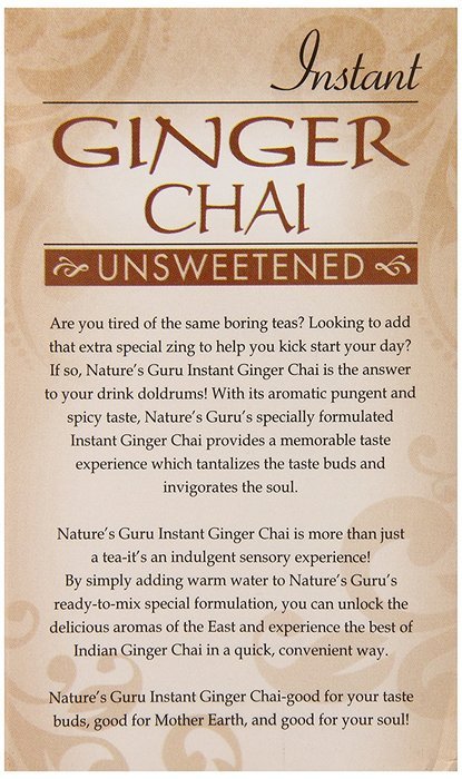 Nature's Guru Chai Unsweetened Drink Mix, Ginger, 10 Count (Pack of 8) N5
