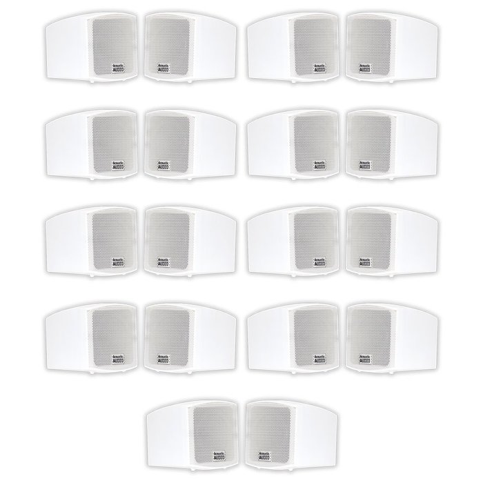 Acoustic Audio AA321W Mountable Indoor Speakers 3600 Watts White Bookshelf 9 Pair Pack AA321W-9Pr