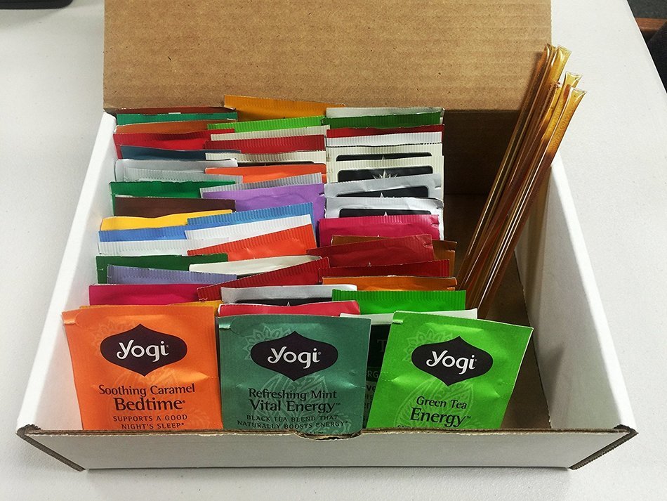 PowerTea Medley Gift Box Yogi Tea Variety 50 Tea Bags with Power for Apple Honey Sticks N2