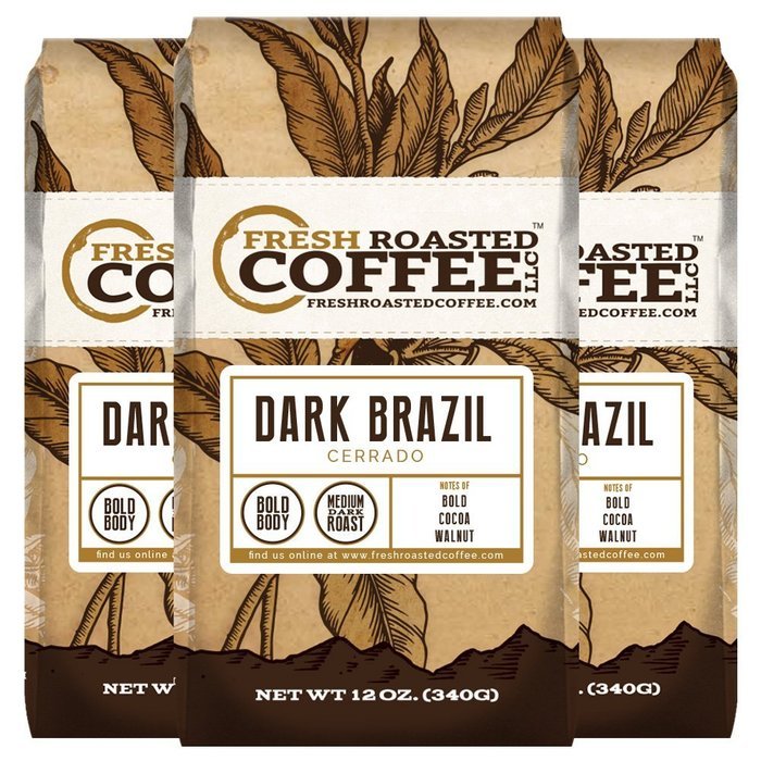 Dark Brazilian Cerrado, Whole Bean Coffee, Fresh Roasted Coffee LLC (2 lb.) N3