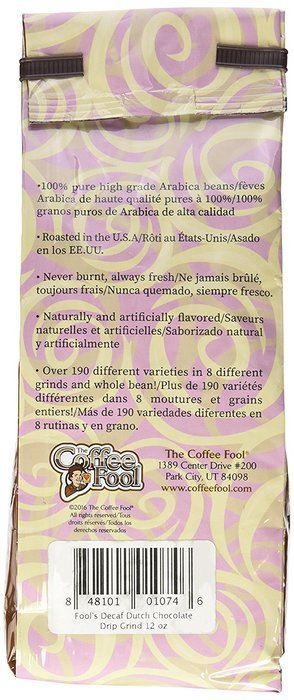 The Coffee Fool Drip Grind, Fool's Decaf Dutch Chocolate, 12 Ounce N2