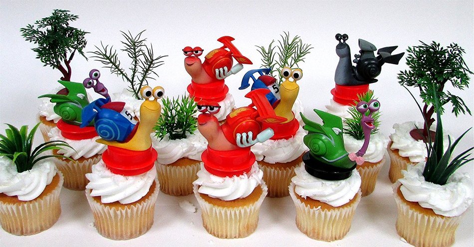 TURBO 14 Piece Birthday CUPCAKE Topper Set Featuring TURBO Figures and Decorative Themed Accessories, Figures... N2