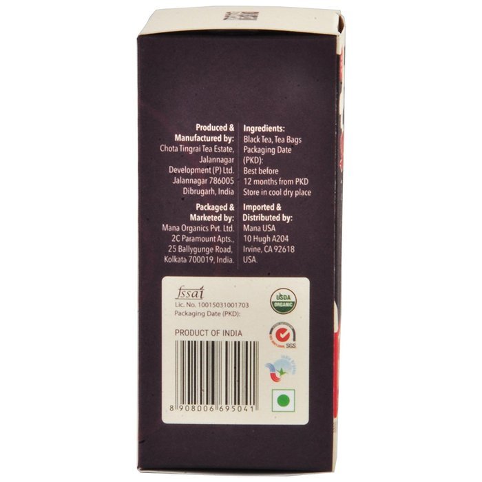 Organic Assam Tea Bags by Mana Organics, 25 Premium Whole Leaf Tea Bags containing Orthodox and CTC Black Tea... N10