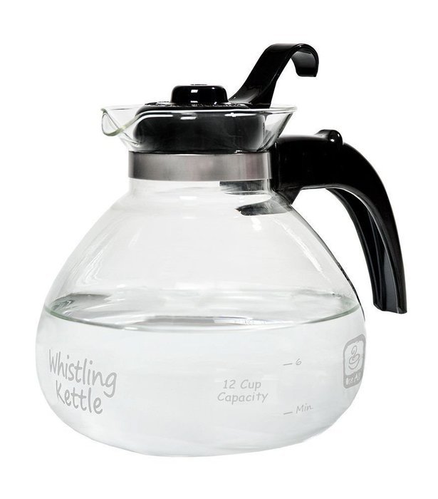 Medelco 12-Cup Glass Stovetop Whistling Kettle N3