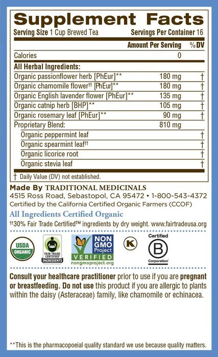 Traditional Medicinals Organic Cup of Calm Tea, 16 Tea Bags (Pack of 6) N6